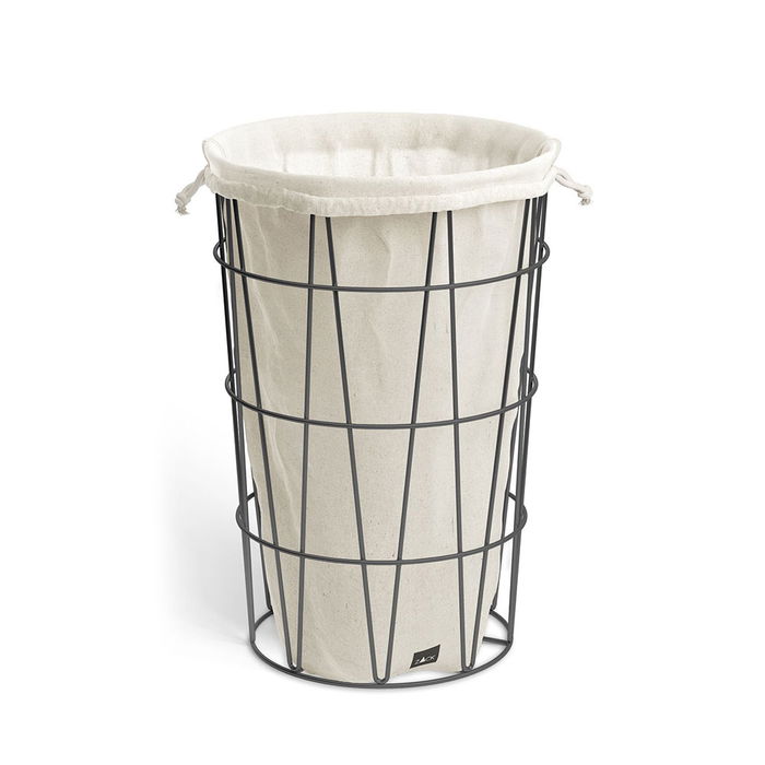 Zack Satone Cesto para Ropa de Acero Inoxidable con Recubrimiento en Polvo Negro, 37L, H 50.5 cm